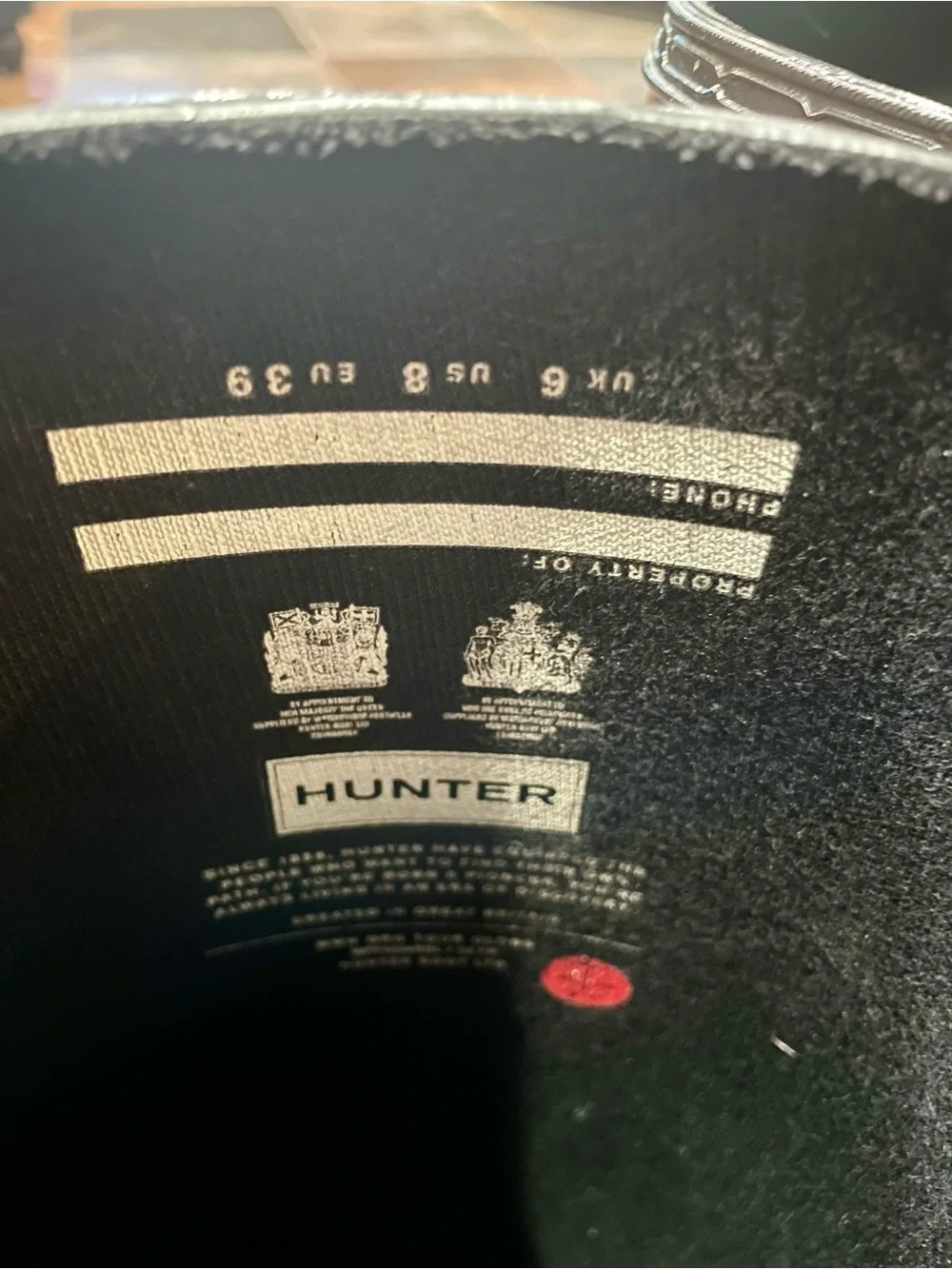 Hunter Black Gloss Tall Rain Boots with Logo